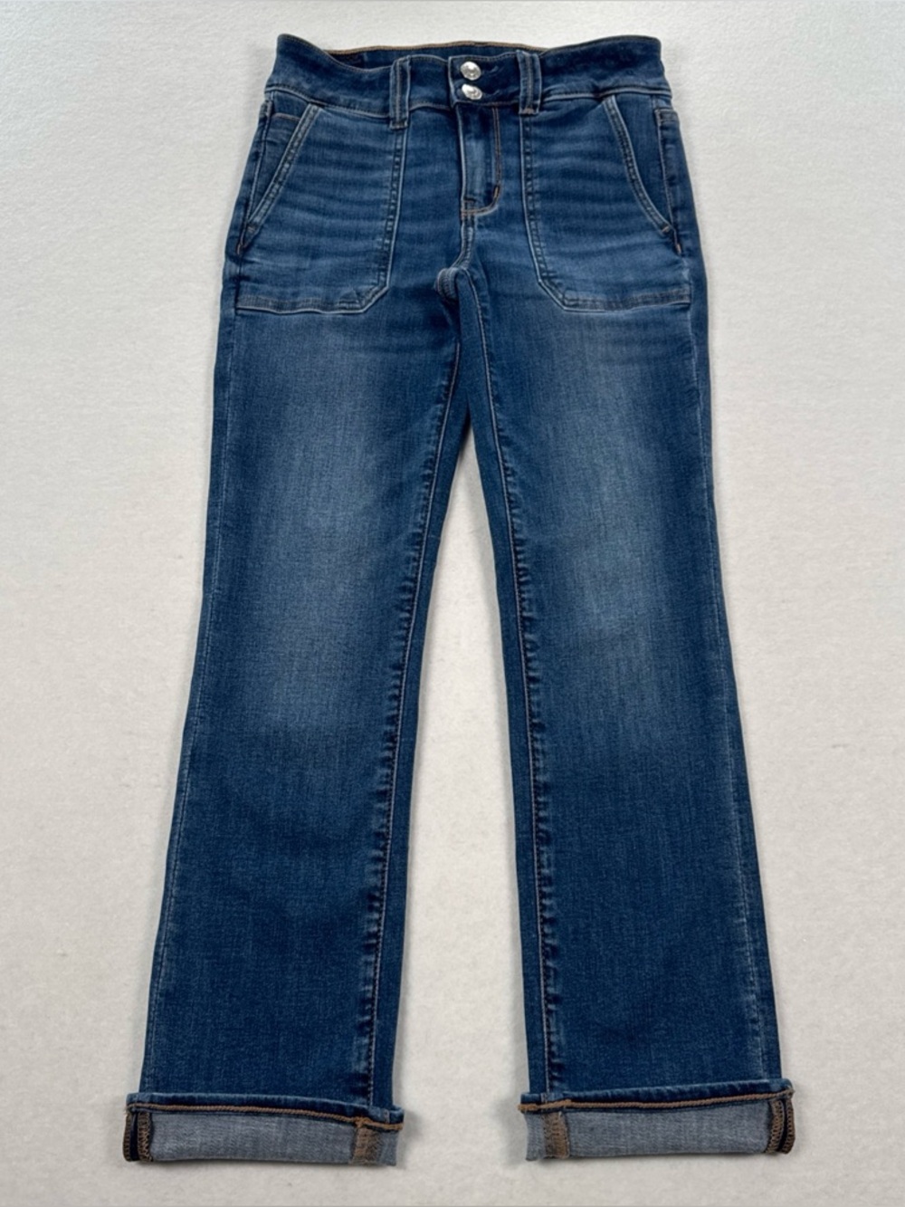 American Eagle Artist Crop Jeans Womens 00 Slim Straight Med Wash Denim Cropped